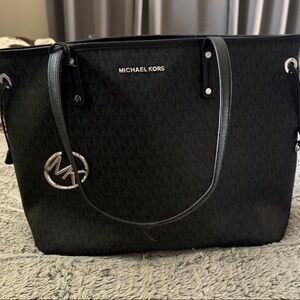 Michael Kors Black Tote with Silver Accents
